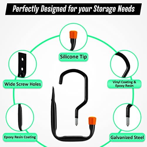 12 Pcs Heavy Duty Garage Bike Storage and Utility Hooks-5.7" & 4.5" - Image 6