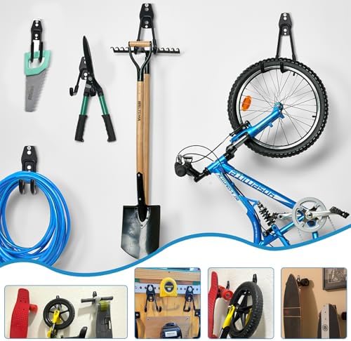 GeeWatom 2 Pack Garage Storage Utility Hooks，Garage Garden Tool Organizer，Steel Wall Mount Hooks, Garden Small U Hooks (Type O-Black) - Image 6