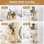 360° Rotating Makeup Organizer, Upgraded 3 Tier Skincare Perfume Organizers for Women, Bathroom Organizer Countertop, Clear Cosmetic Dresser Organizer with Makeup Brush Holder, Sink&Counter(Amber) - Image 6