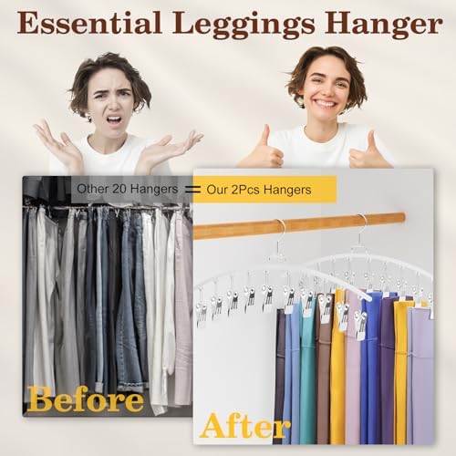 4 Pack Legging Organizer for Closet, Ginyoyo Metal Gym Clothes Organizer w/40 Clips Holds 40 Leggings, Hangers Space Saving, Closet Organizers and Storage, Room Organization Essentials, White - Image 4