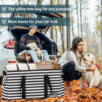 Standing Extra Large Utility Tote Bag with Hard Bottom & Hard Sides, Heavy Duty Reusable Grocery Bags with Handles & 3 Pockets for Shopping, Picnics, Camping, Laundry, Car, Beach Tote Bag - Image 6