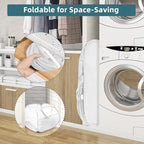 2 Pack Collapsible Laundry Baskets, 90L Large Foldable Laundry Basket, Durable Mesh Pop Up Hampers for Laundry, Dirty Clothes Laundry Hamper for Bedroom, Bathroom, Dorm, Laundry Room, Travel White - Image 3