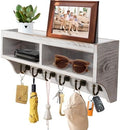 Key Holder Wall Mount with Mail Organizer, 6 Hooks & Shelf, White by KERESUEDO