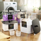 Moforoco 3 Pcs Laundry Pods Container, Clear Laundry Room Organization Containers,Large Detergent Powder Storage, Black Wooden Lids & Labels - Image 6