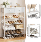 5 Tier Shoe Rack with 2 Drawers, 16-20 Pairs Greige - Image 6