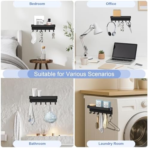 RELBRO Magnetic Key Holder for Fridge, Key Rack with Shelf, Black - Image 7