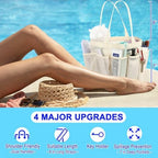 Fammart Mesh Shower Caddy Portable for College Dorm Room Essentials, Odorless Polyester Large Shower Tote Bag with Dual Handles, 8-Pocket Quick-Dry Toiletry Organizer for Travel, Beach, Camping, Gym - Image 5