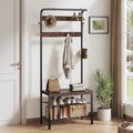 NEWBULIG Coat Rack, Hall Tree with Shoe Bench, 4-in-1 Entryway Organizer with 10 Hooks and Storage Shelf, Rustic Wood Entryway Bench for Mudroom, Living Room, Bedroom, Brown by NEWBULIG