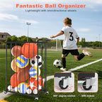 Multi-Functional Sports Storage Rack with Elastic Rope, Movable Racket Holders & Hooks - Heavy-Duty Organizer for Balls, Tennis/Badminton Rackets, Skateboard - Ideal for Garage, Home Gym & Playroom - Image 5