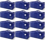 12 Pack Extra Heavy Duty Large Moving Bags with Strong Zipper & Carrying Handles, Sturdy Clothes Storage Bag Totes Bins, Packing Bags Moving Boxes College Moving Supplies, Dark Blue - 40 gal by WTREE