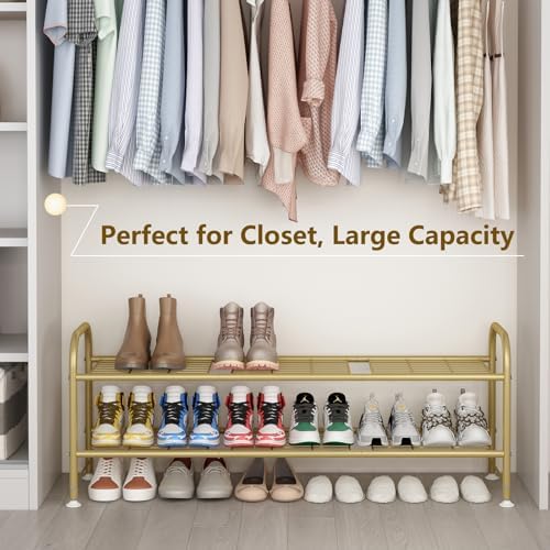 LINZINAR 2 Tier Long Shoe Rack for Closet Metal Shoe Organizer for Entryway - Image 2