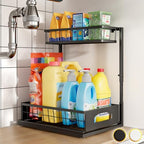 Under Sink Organizer, 1-Pack L-Shaped Metal Pull-Out Drawers for Kitchen by Fabutier