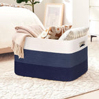 86L Large Woven Laundry Basket Hamper with Handles, Gradient Blue - Image 4