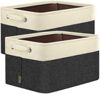 BALEINE 2 Pack Fabric Closet Storage Bins for Shelves, Linen Closet Organizers and Storage, Decorative Baskets for Organizing, Shelf, Clothes, Home, Office (Black, 12"x8"x8") by BALEINE