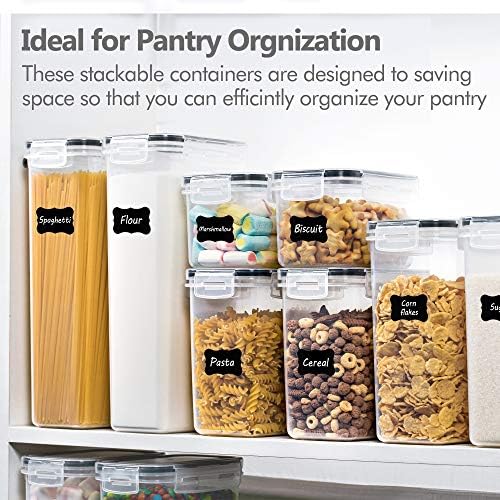 CHEFSTORY Airtight Food Storage Containers with Lids, 8 PCS Plastic Storage Canisters for Kitchen & Pantry Organization,Dry Food Canisters for Flour, Sugar and Cereal (Pack of 2) - Image 4