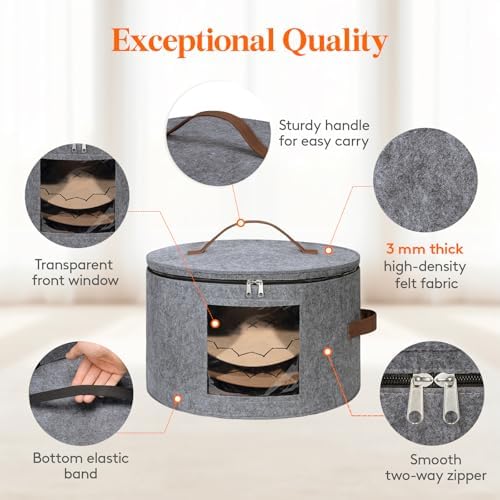 Lifewit Round Cowboy Hat Box for 7 Caps, 37L Hat Organizer BagGray, 2 Pack - Image 4