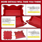 Valet Tray for Men Women 2 Pack - PU Leather Travel Catchall Tray Organizer - Desk Bedside Nightstand Storage Box for Jewelry Key Phone Remote Controller Wallet Watch Glasses Readers -Red - Image 5
