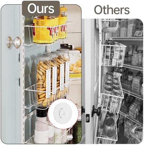 Delamu Pantry Door Organizer, Adjustable Metal Over the Door Pantry Organizer Rack, 6-Tier Over the Door Spice Rack, Kitchen Pantry Door Organizers and Storage, D5 W12 H52.1 inch, White, Small - Image 4