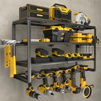YYR 4 Layer Power Tool Organizer Wall Mount, Cordless Drill Hanger Storage Rack, Battery Tools Holder with Charging Station Shelf for Garage Organization, Workshop, Pegboard, Shed - 24 Inch 6 Slots by YYR
