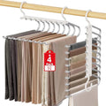 Upgrade 9 Layers Pants Hangers Space Saving, 4 Pack Pant Hangers Organizer Multifunctional Pants Rack Space Saver Closet Organizers and Storage Hangers for Pants Jeans Leggings Skirts, Snowy White | Metal Space Saving Hangers Multi-Layer Multifunctiona... by Besslly