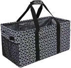 Joyfol Day Extra Large Utility Tote Bag, Reusable Grocery Bags Foldable,Upgraded Metal Frame, With Sturdy Handles Reinforced Bottom Heavy Duty Oxford Fabric Moving Shopping Bags, Heart Black by JoyfolDay
