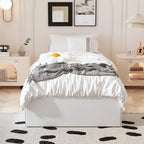Maenizi 14 Inch XL Twin Bed Frame with White Fabric Cover, Heavy Duty Metal Twin XL Platform Bed Frame, No Box Spring Needed, Support Up to 2500 lbs, Easy Assembly, Noise Free, Black - Image 3