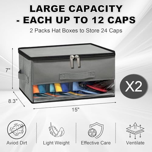 2 PCS Stackable Hat Storage for Baseball Caps, Hat Organizer Box for Closet - Image 2