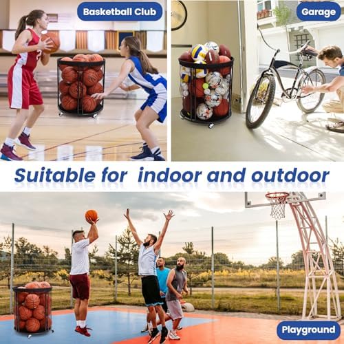 Kingarage Ball Storage Bin, Sports Ball Storage Cart, Ball Holder with Wheels for Basketball, Soccer, Garage, School, Indoor, Outdoor Ball Basketball Storage Rack Upgraged - Image 2