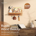 Rebee Vision Cedar Wood Key Holder Wall Mount for Room Decor, Natural - Image 3