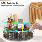 Lazy Susan Turntable Organizer with Anti-Slip Mat for Cabinet Pantry Kitchen Countertop Refrigerator Office, Pine Wood, 12", Grey… - Image 2