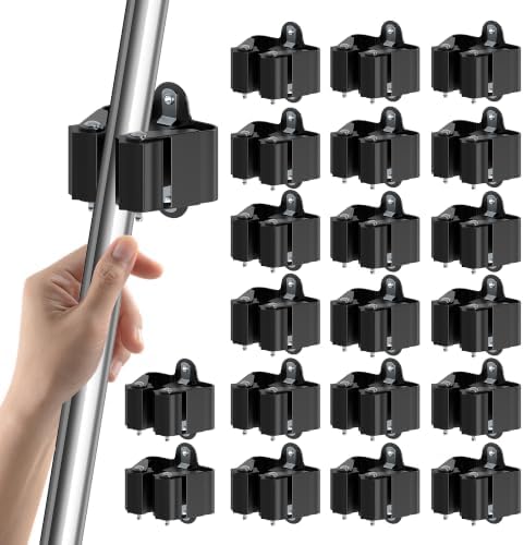 3-H Broom Holder Wall Mount 20 Pack, Stainless Steel Mop Hanger with Screws by 3-H