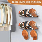 KEETDY Metal Hat Racks for Wall Baseball Cap Organizer Fit 48 Caps Holder, 2 Packs Sturdy Wall Mounted Hat Storage Organizer, Brown - Image 6