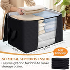Fab totes 90L Clothes Storage, Foldable Thick Fabric Blanket Storage Bags | Foldable Containers with Zippers,Window and Handles for Organizing Bedroom, Closet, Comforter, Bedding,Dorm essentials - Image 2
