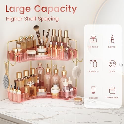 Delicate Pink 2-Tier Corner Counter Organizer Bathroom Organizers - Image 4
