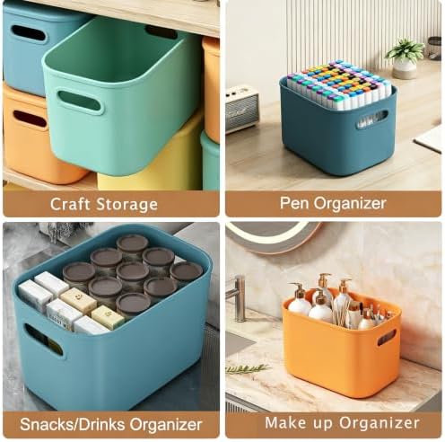 ORGIDOL 6 Pack Colorful Storage Bins with Lids Stackable Storage Container for Organizing, Storage Boxes with Handle for Shelves, Cute Storage Bin for Craft, Snacks, 9.85x6.9x5.7 inch - Image 5