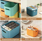 ORGIDOL 6 Pack Colorful Storage Bins with Lids Stackable Storage Container for Organizing, Storage Boxes with Handle for Shelves, Cute Storage Bin for Craft, Snacks, 9.85x6.9x5.7 inch - Image 5