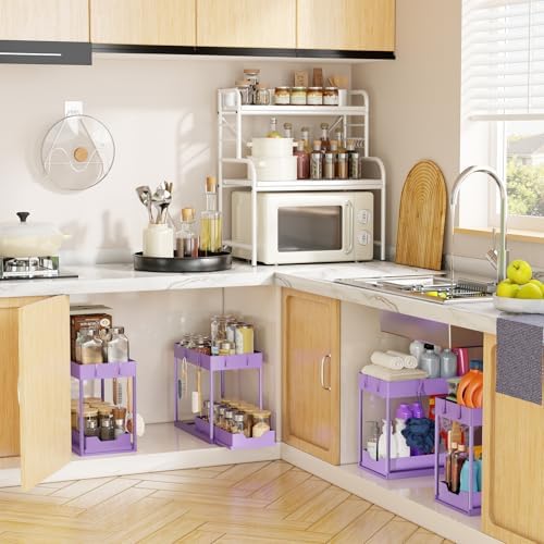 Simple Trending Under Sink Organizer 2 Pack, with Sliding Drawer, Purple - Image 6