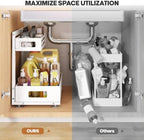 1 Pack Under Sink Organizer,Pull Out Cabinet Organizer With Smooth Cylindrical Rail,Metal Slide Out Drawer for Kitchen Bathroom Laundry Cabinet,8-Level Tool Free Height Adjustable-White - Image 6