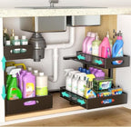 Under Sink Organizer, Extra-Wide Upgrade, 2-Pack of 2-Tier Metal Slide Out Cabinet Organizer, Height Adjustable Organization and Storage Series, Bathroom/Cabinet/Kitchen organization, Black by Beleeb