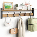 Optish Coat Rack Wall Mount with Shelf, 29 Inch Coat Hanger Walls Mounted, Hat Rack for Walls, Shelf with 5 Coat Hooks, Wall Hanger for Entryway (Brown) by Optish