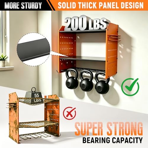 Power Tool Organizer Wall Mount,Power Drill Tool Holder,200lb Heavy Duty Tool Shelf,4 Tier Cordless Tool Organizer with 4 Drill Holders & 3 Divider Panels,Orange - Image 5
