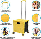 FELICON SELORSS Foldable Utility Cart Folding Portable Rolling Crate-Yellow - Image 2