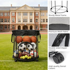 Ball Storage Cart Ball Storage Bin Ball Organizer with Wheels - Image 6