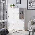 C&AHOME 12-Cube Storage Organizer with Door Cube Shelf Closet Cabinet Milky - Image 2