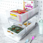madesmart 2-Tier Organizer Slide-Out Baskets with Handles, Space Saving, Multi-Purpose Storage & BPA-Free, Large, Frost-with Dividers (Pack of 4) - Image 5