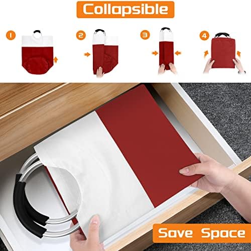 BlissTotes 115L Laundry Basket, Freestanding Collapsible Hamper, Red - Image 6
