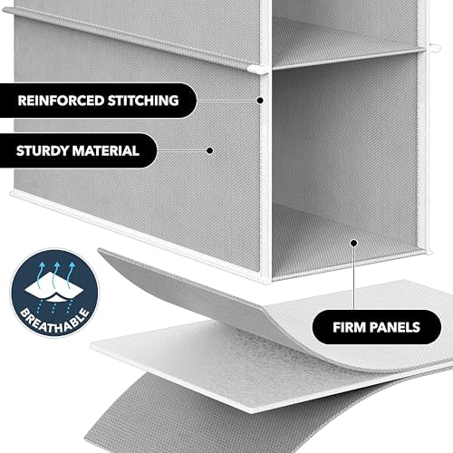 Simple Houseware 2 Pack 10 Shelves Hanging Shoe Organizer, Gray | Dual Metal Hooks, Holds Up to 20 lbs, for Narrow Space - Image 4