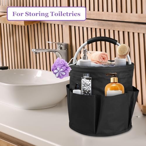 2Pcs Collapsible Cleaning Caddy with Handle, 17L Foldable Cleaning Supply Caddy, Bucket Tool Organizer in 600D Oxford Fabric, Multifunctional Storage Basket for Cleaning, Traveling, Black - Image 6