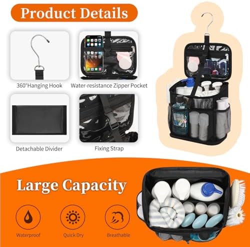 CUBETASTIC Shower Caddy Portable Mesh Shower Tote for Bathroom, Gym, Travel, Camping - Quick Dry Hanging Organizer Toiletry Bag with Handle for College Dorm Room, Men & Women - Image 5