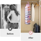 DHSFKBE Legging Organizer Storage, T Shirt Organizer, Foldable Hanging Closet Organizer Storage with 16 Roll Independent Compartments for Yoga Pants, Tank Top, Towel, Underwear (Pink) - Image 4